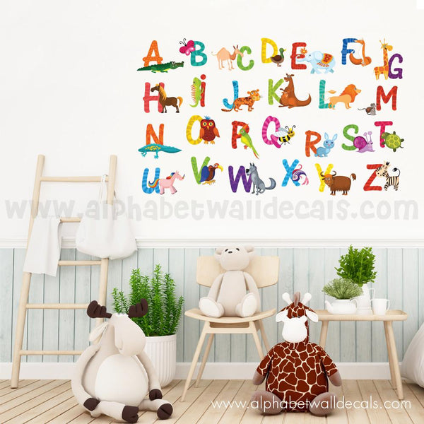 Animal Alphabet ABC Wall Decals Educational Sticker Nursery Baby Kids Room  Decor