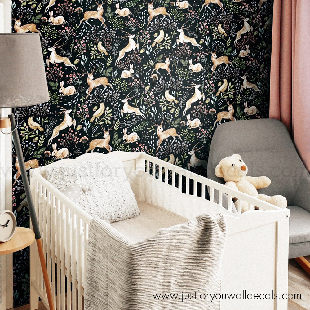 Forest Animal Removable Wallpaper Nursery Removable Wallpaper  Just For  You Wall Decals Removable Wallpaper Wall Murals